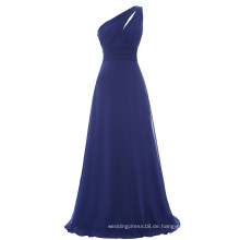 Starzz eine Schulter Navy Blue Chiffon lange Brautjungfer Kleid ST000071-3